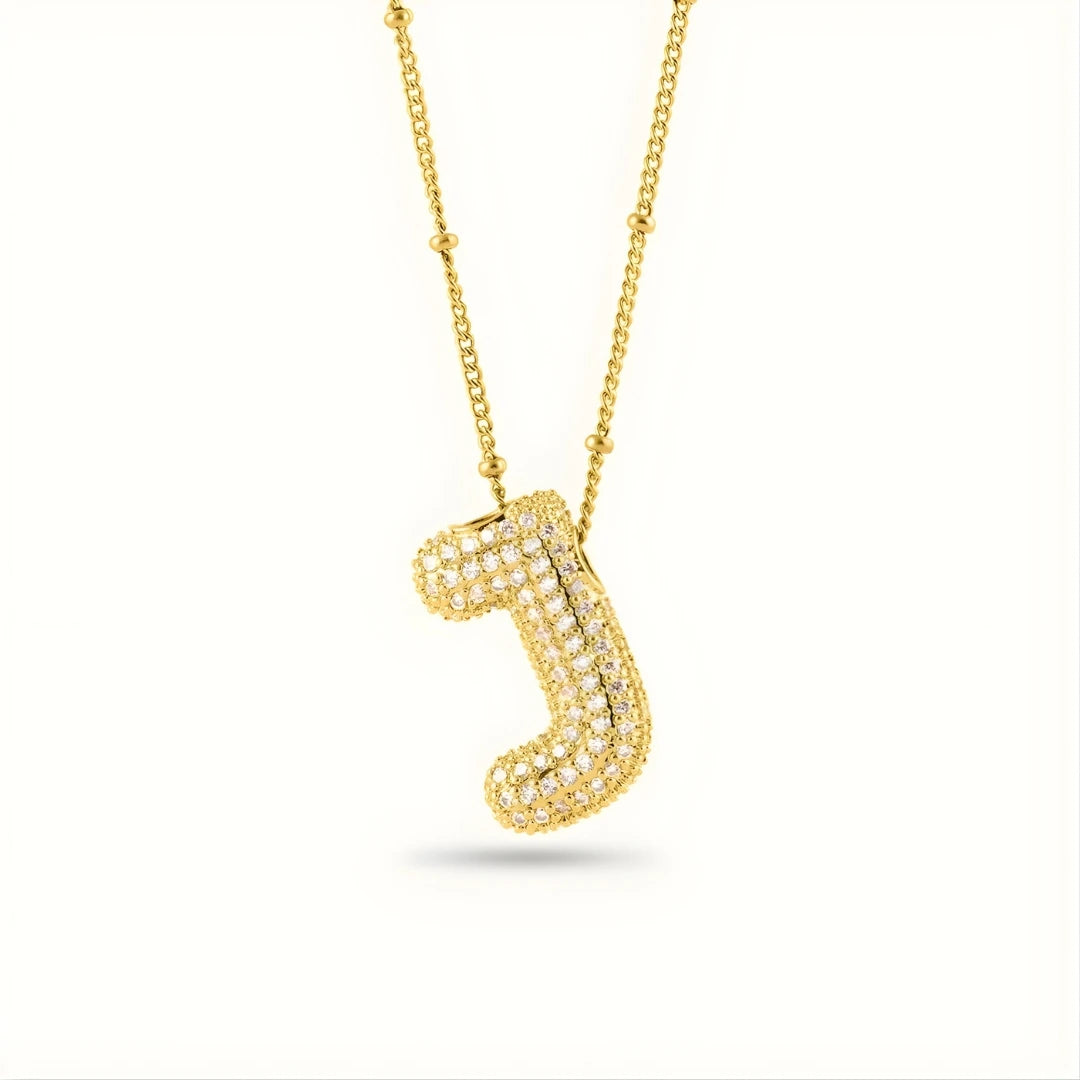 Bubble Initial Letter Pendant Necklace
