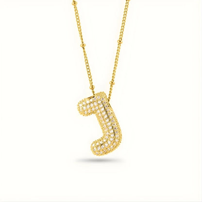 Bubble Initial Letter Pendant Necklace