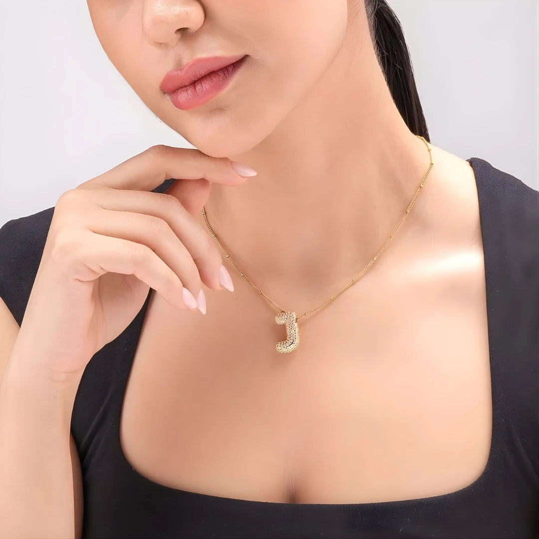 Bubble Initial Letter Pendant Necklace