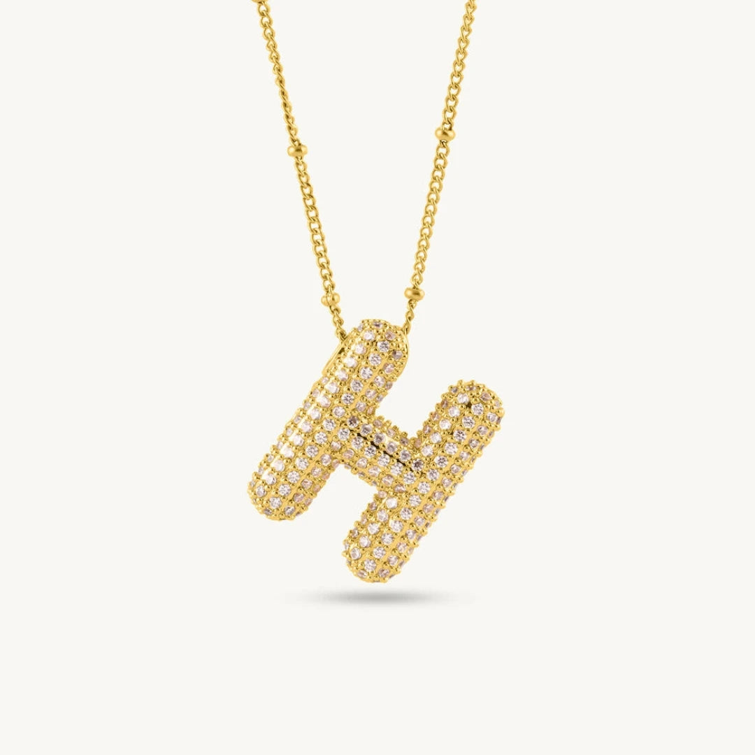 Bubble Initial Letter Pendant Necklace