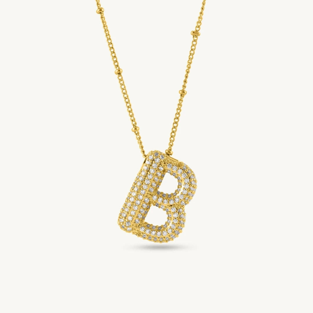 Bubble Initial Letter Pendant Necklace