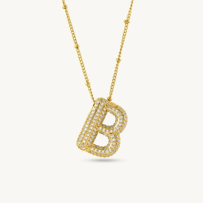 Bubble Initial Letter Pendant Necklace