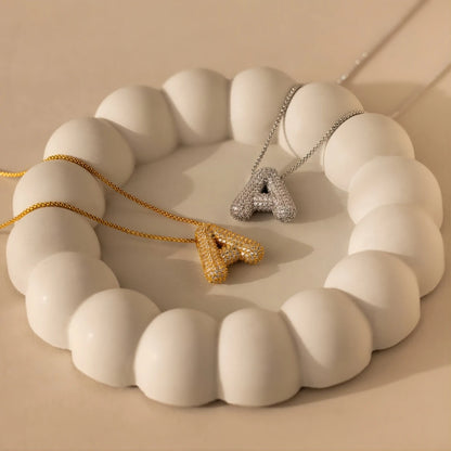 Bubble Initial Letter Pendant Necklace