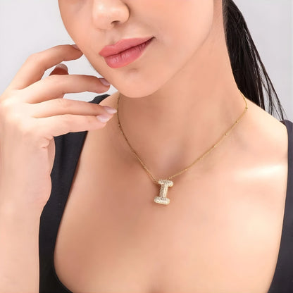 Bubble Initial Letter Pendant Necklace