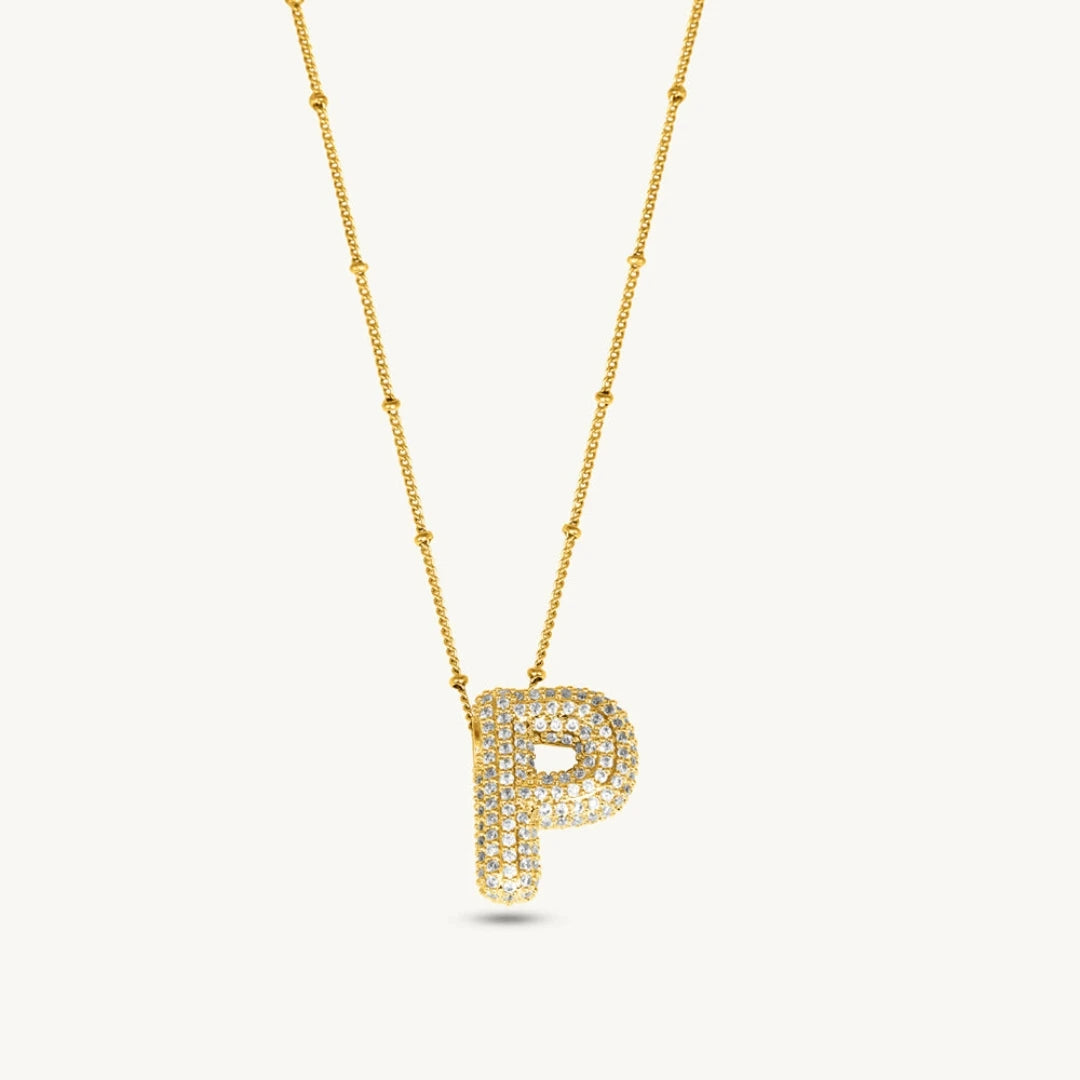 Bubble Initial Letter Pendant Necklace