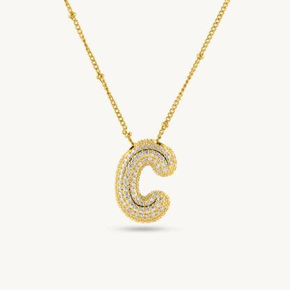 Bubble Initial Letter Pendant Necklace