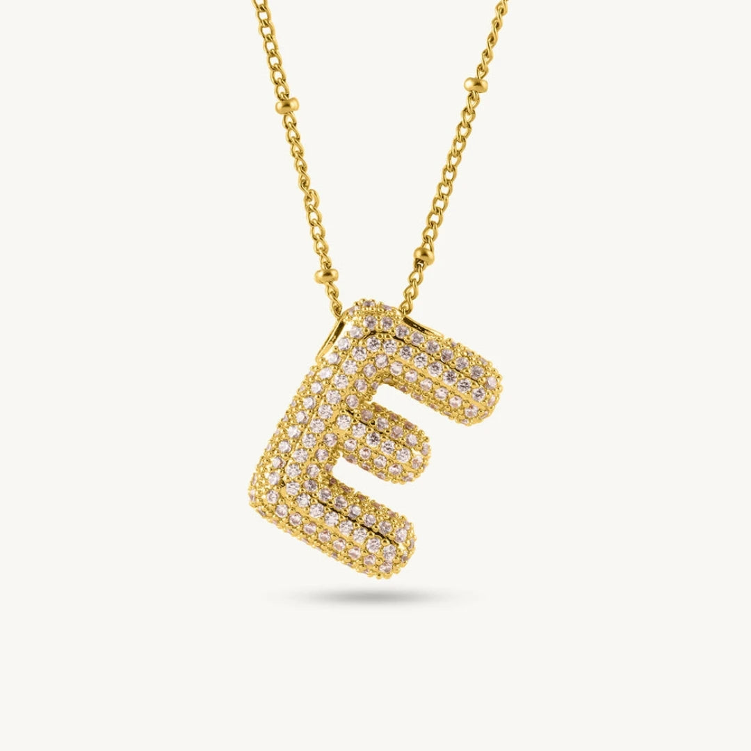 Bubble Initial Letter Pendant Necklace