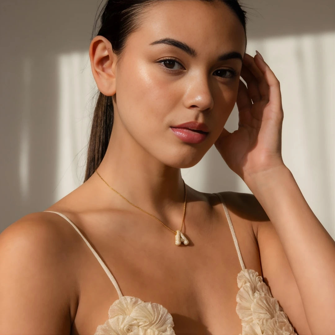 Bubble Initial Letter Pendant Necklace