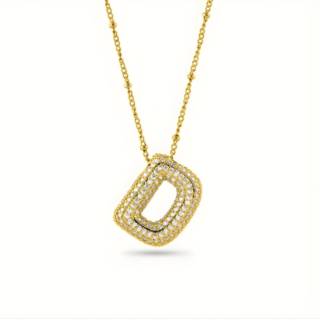 Bubble Initial Letter Pendant Necklace