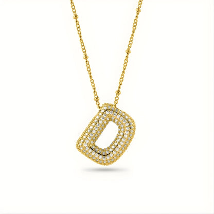 Bubble Initial Letter Pendant Necklace