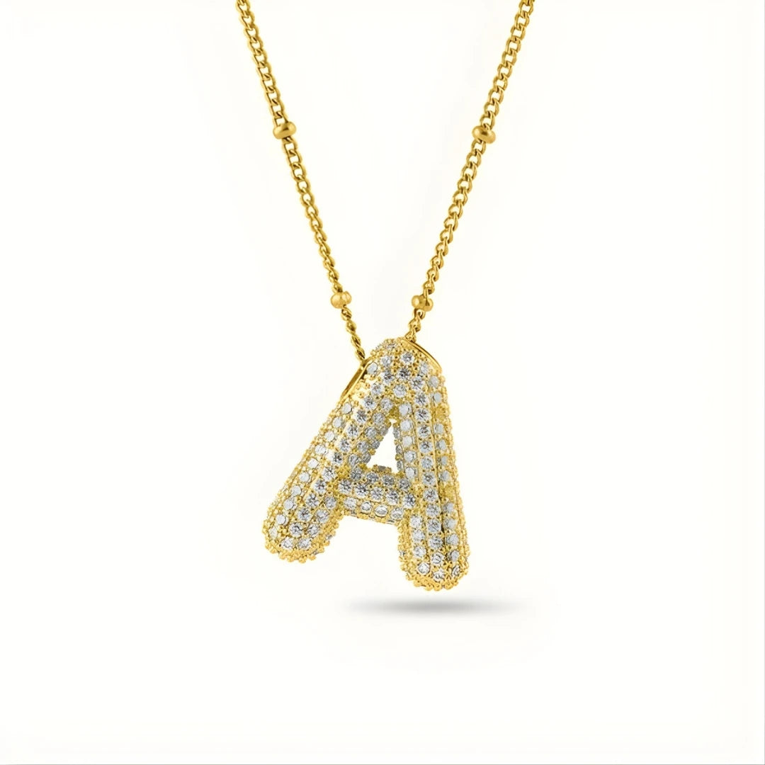 Bubble Initial Letter Pendant Necklace