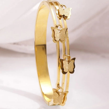 Butterfly Charm Bangle – 18K Gold Plated