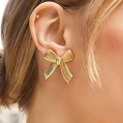 Butterfly Bow Earrings - 18 K Gold Plated Studs