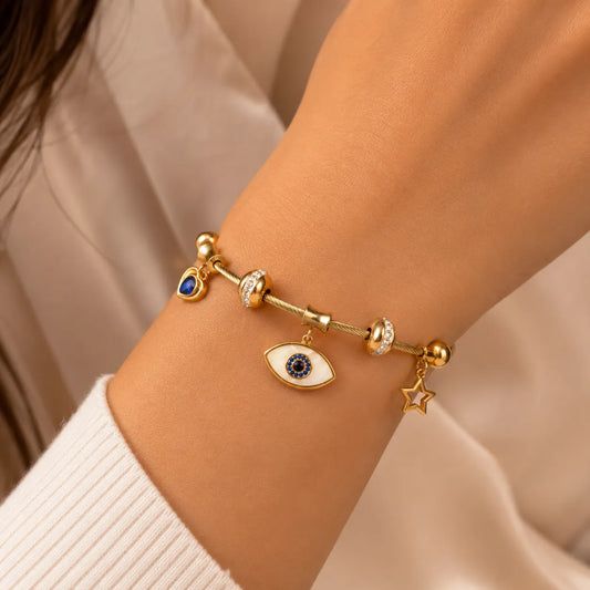 Evil Eye Charm Bracelet - 18K Gold Plated