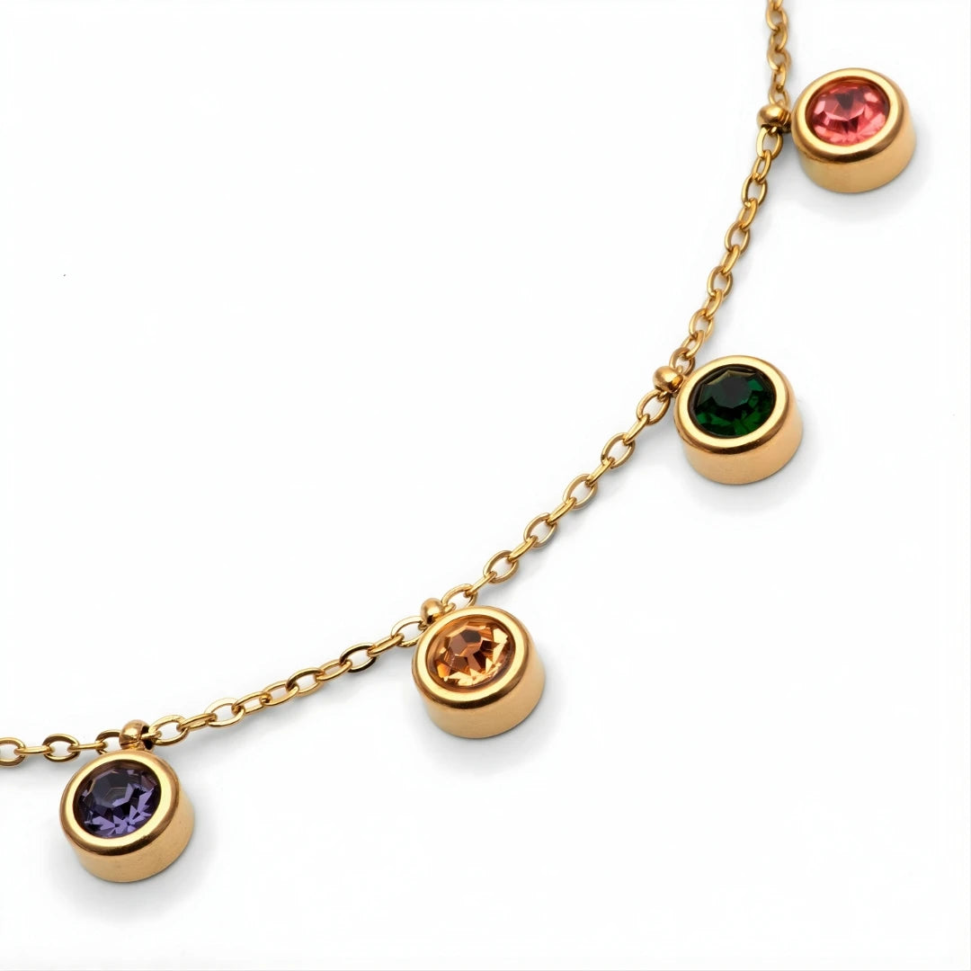 Circle Rainbow Necklace - 18k Gold Plated Pendant