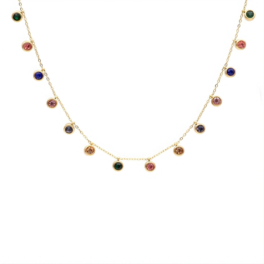 Circle Rainbow Necklace - 18k Gold Plated Pendant