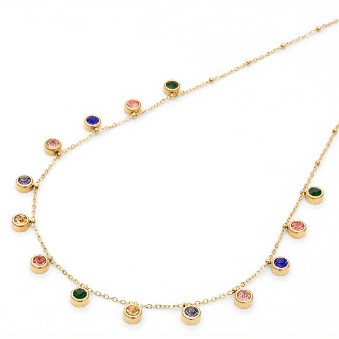 Circle Rainbow Necklace - 18k Gold Plated Pendant