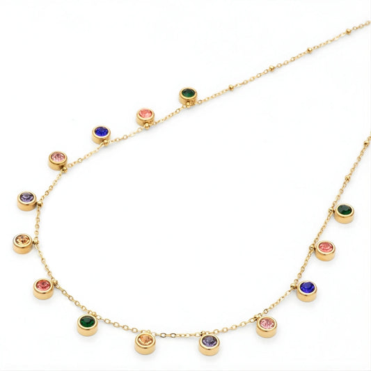 Circle Rainbow Necklace - 18k Gold Plated Pendant