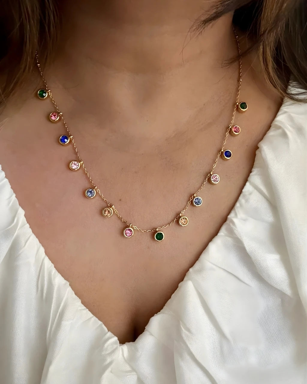 Circle Rainbow Necklace - 18k Gold Plated Pendant