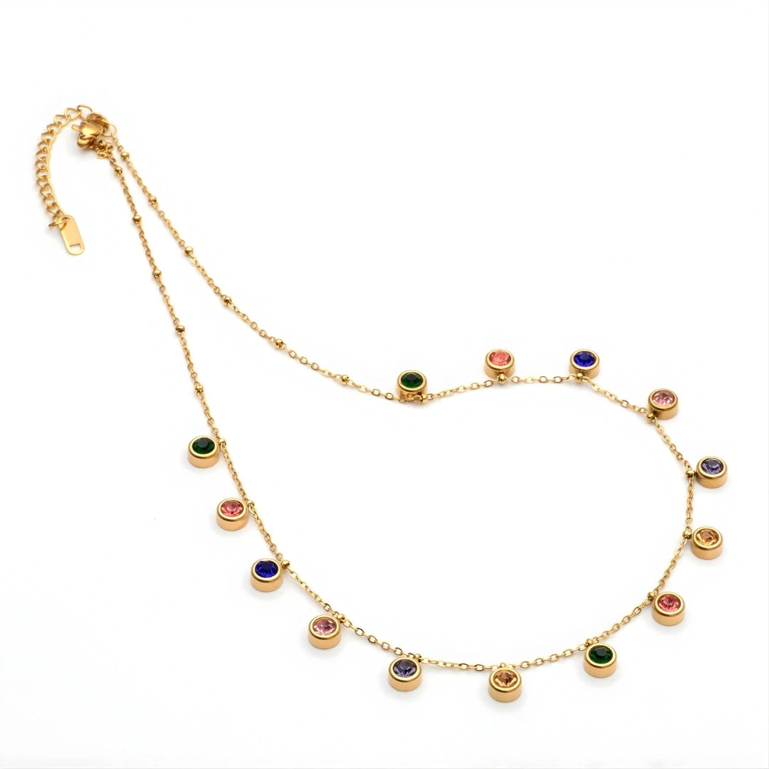 Circle Rainbow Necklace - 18k Gold Plated Pendant