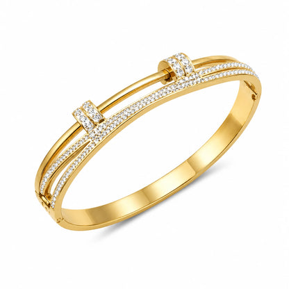 Crystal Nail Bangle Bracelet – 18K Gold Plated