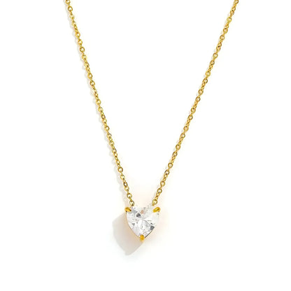 Dainty Heart Diamond Pendant - 18k Gold Plated Anti Tarnish Pendant