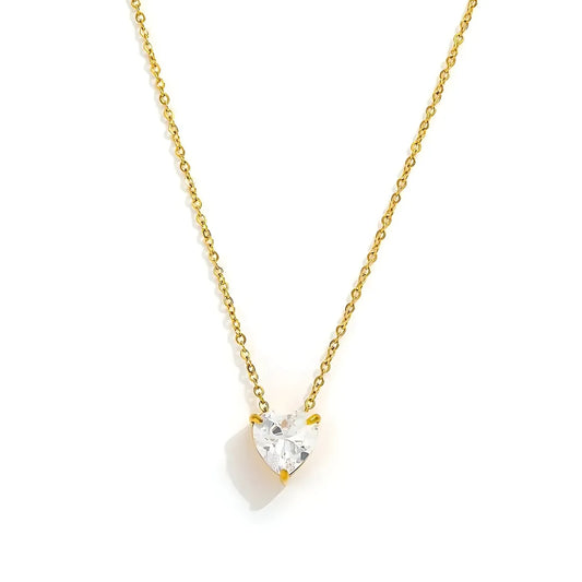 Dainty Heart Diamond Pendant - 18k Gold Plated Anti Tarnish Pendant