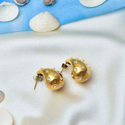 Dome Stud Earrings - 18k Gold Plated