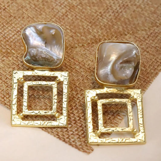 Double Square MOP Earrings