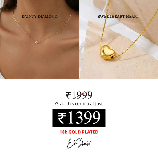 Dainty Diamond + Sweetheart Heart Pendant Combo