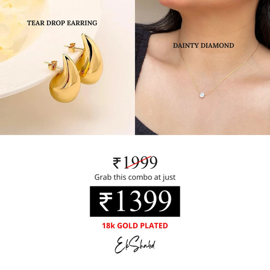Dainty Diamond Pendant + Teardrop Earrings Combo