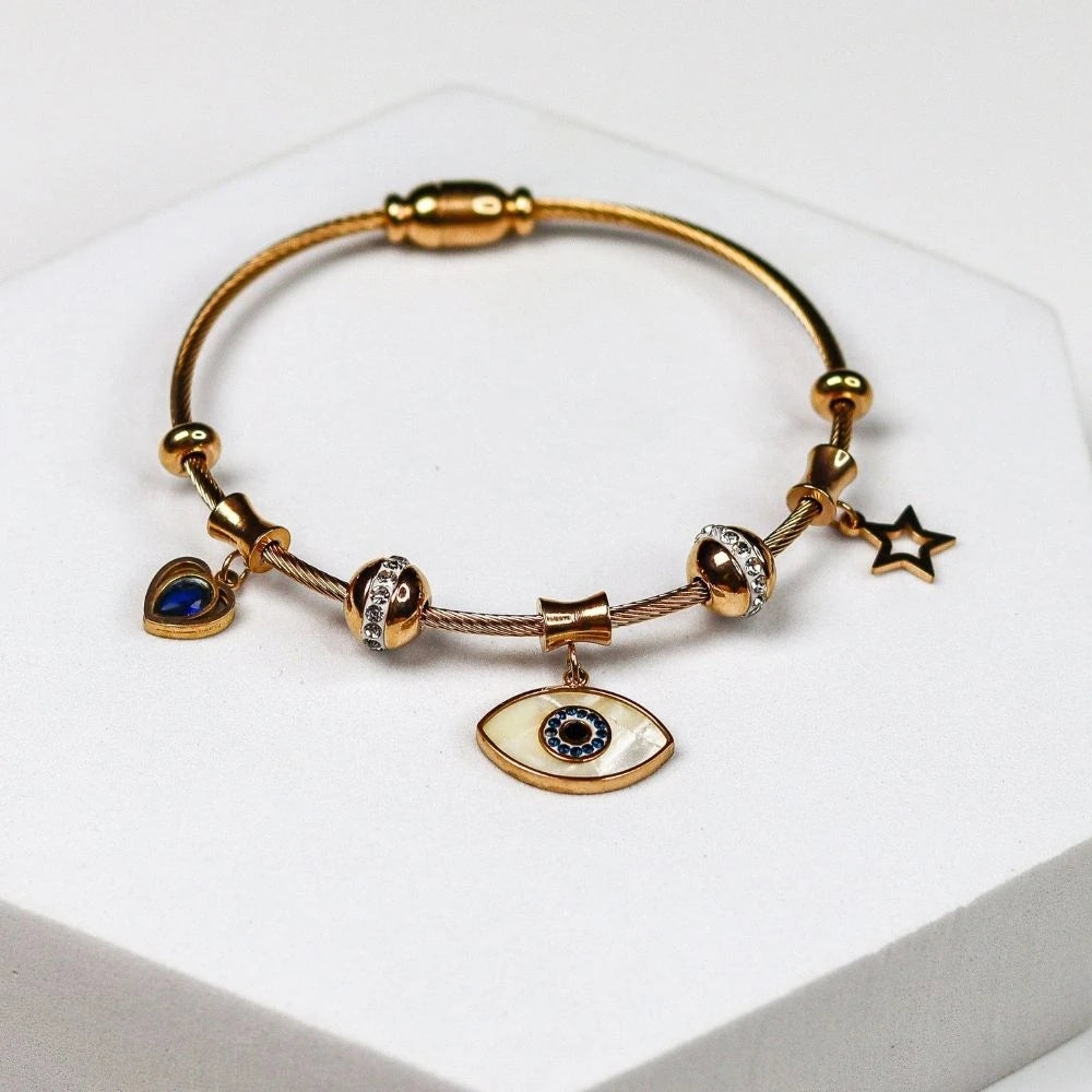 Evil Eye Charm Bracelet - 18K Gold Plated