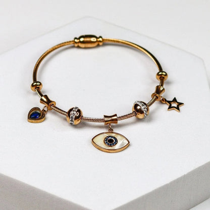 Evil Eye Charm Bracelet - 18K Gold Plated