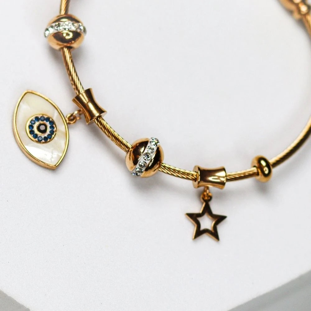 Evil Eye Charm Bracelet - 18K Gold Plated
