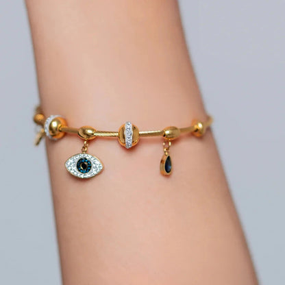  Evil Eye Charm Bracelet – 18K Gold Plated