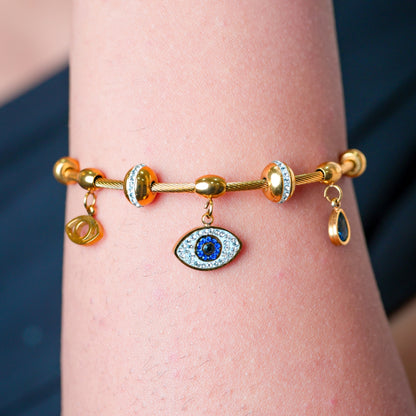  Evil Eye Charm Bracelet – 18K Gold Plated