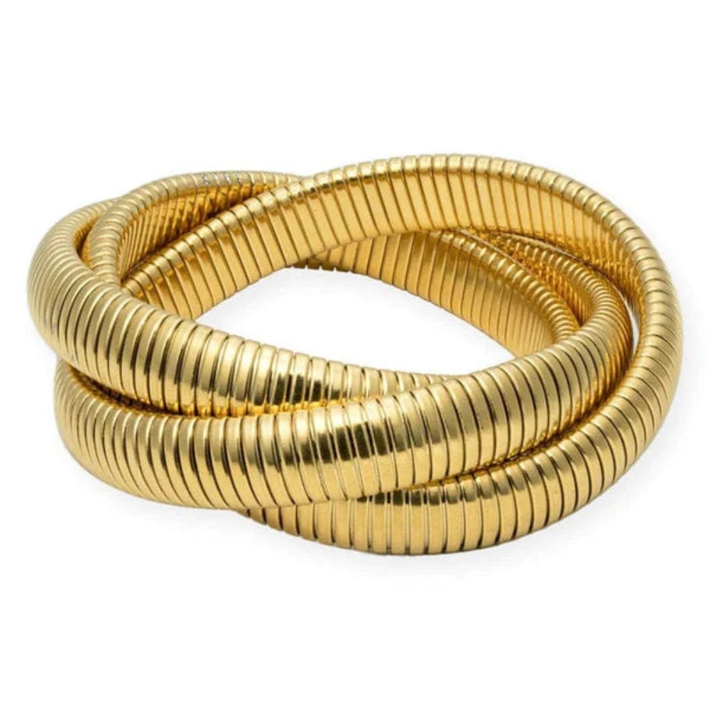 Flexible Golden Spiral Triple Layer Hoop Bangle Bracelet 1
