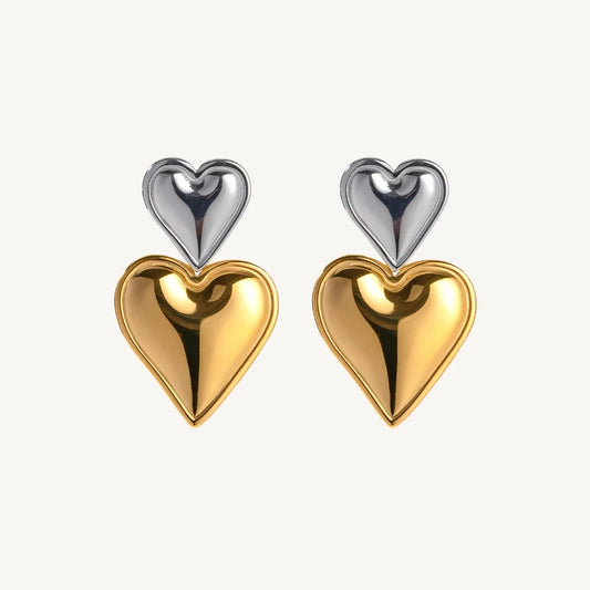 Golden Silver Love Earrings - 18k Gold Plated