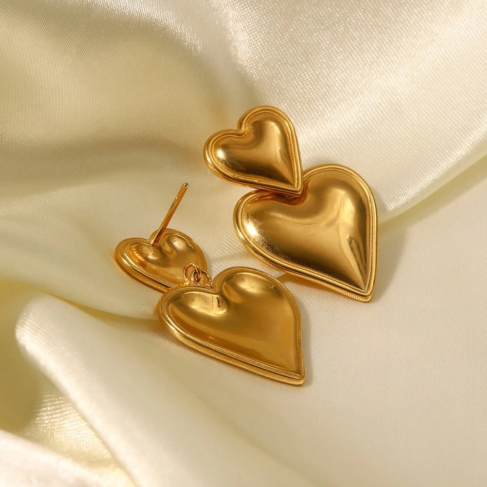 Chunky Double Heart Earrings