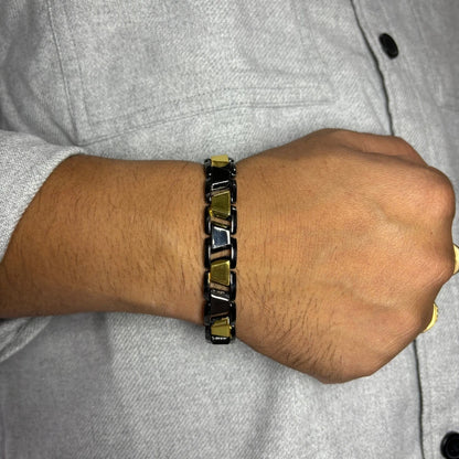 Legacy Link Bracelet for Men - Anti-Tarnish Black & Gold Stainless Steel Bracelet