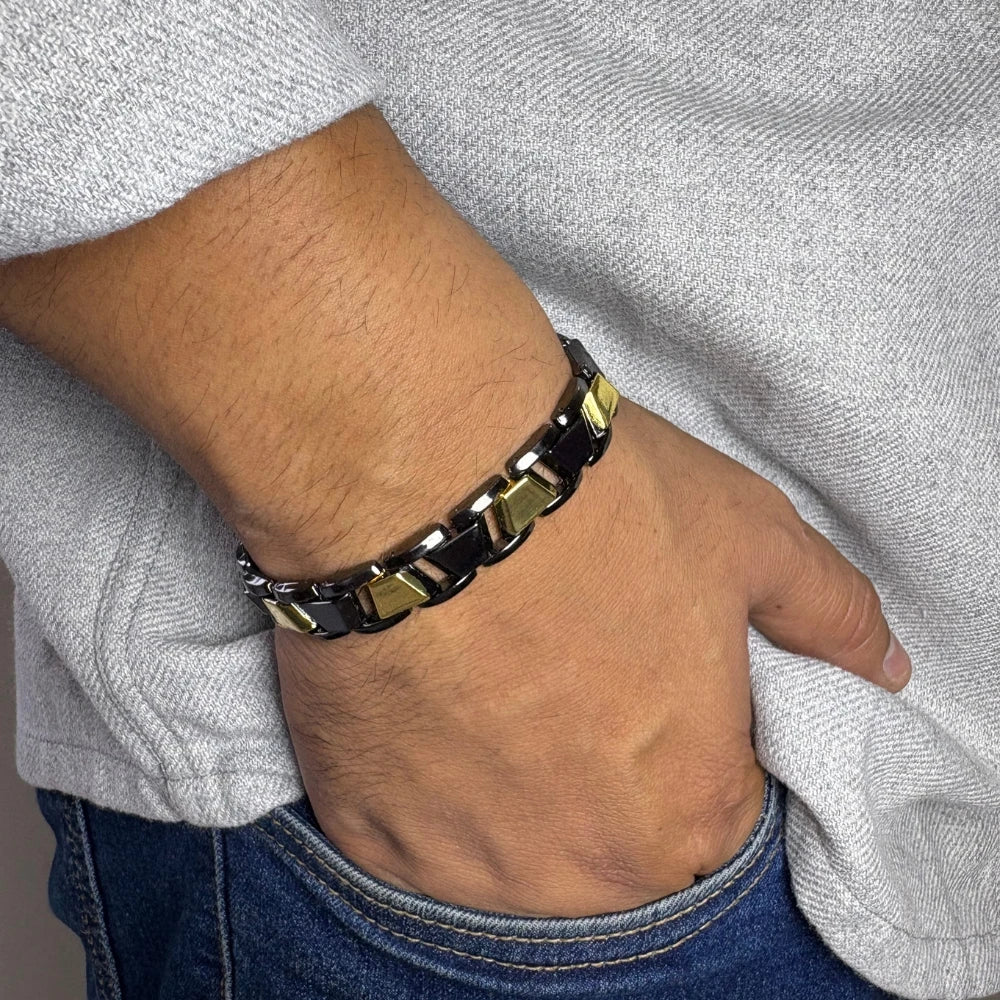 Legacy Link Bracelet for Men - Anti-Tarnish Black & Gold Stainless Steel Bracelet