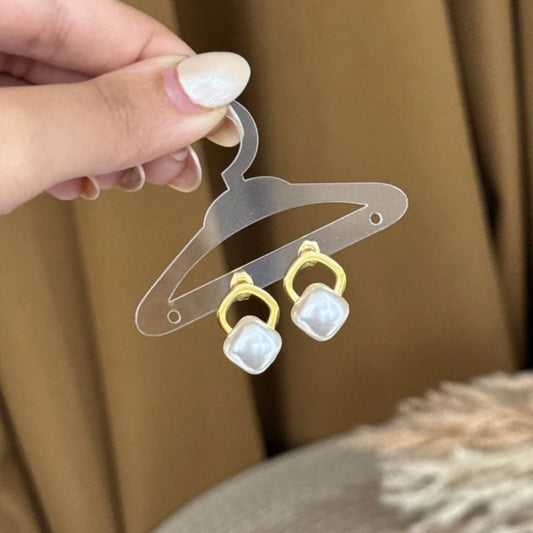 Modern Pearl Drop Earrings - 18K Gold Plated