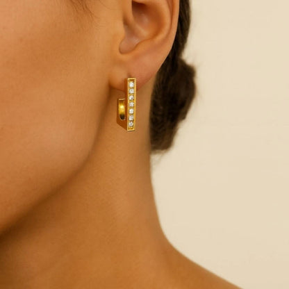 Modern Square Hoop Earrings - 18K Gold Plated