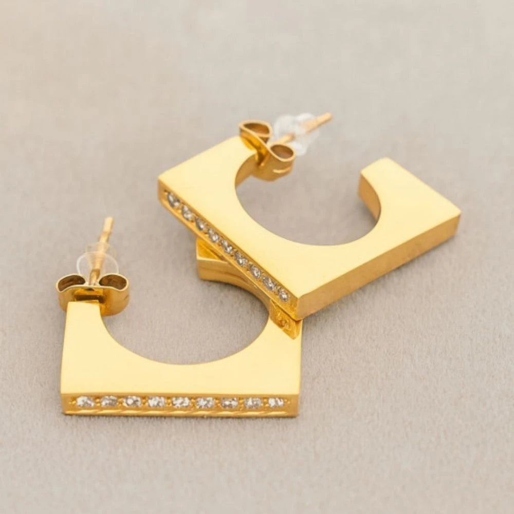 Modern Square Hoop Earrings - 18K Gold Plated