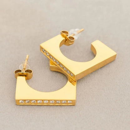 Modern Square Hoop Earrings - 18K Gold Plated