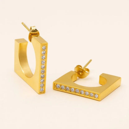 Modern Square Hoop Earrings - 18K Gold Plated