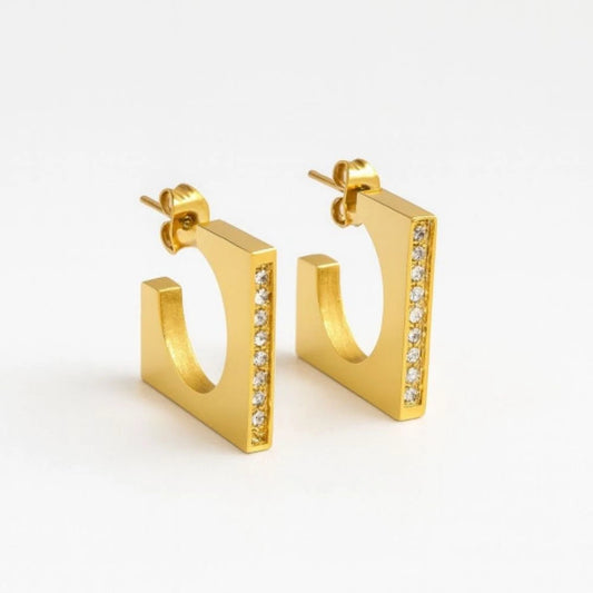 Modern Square Hoop Earrings - 18K Gold Plated