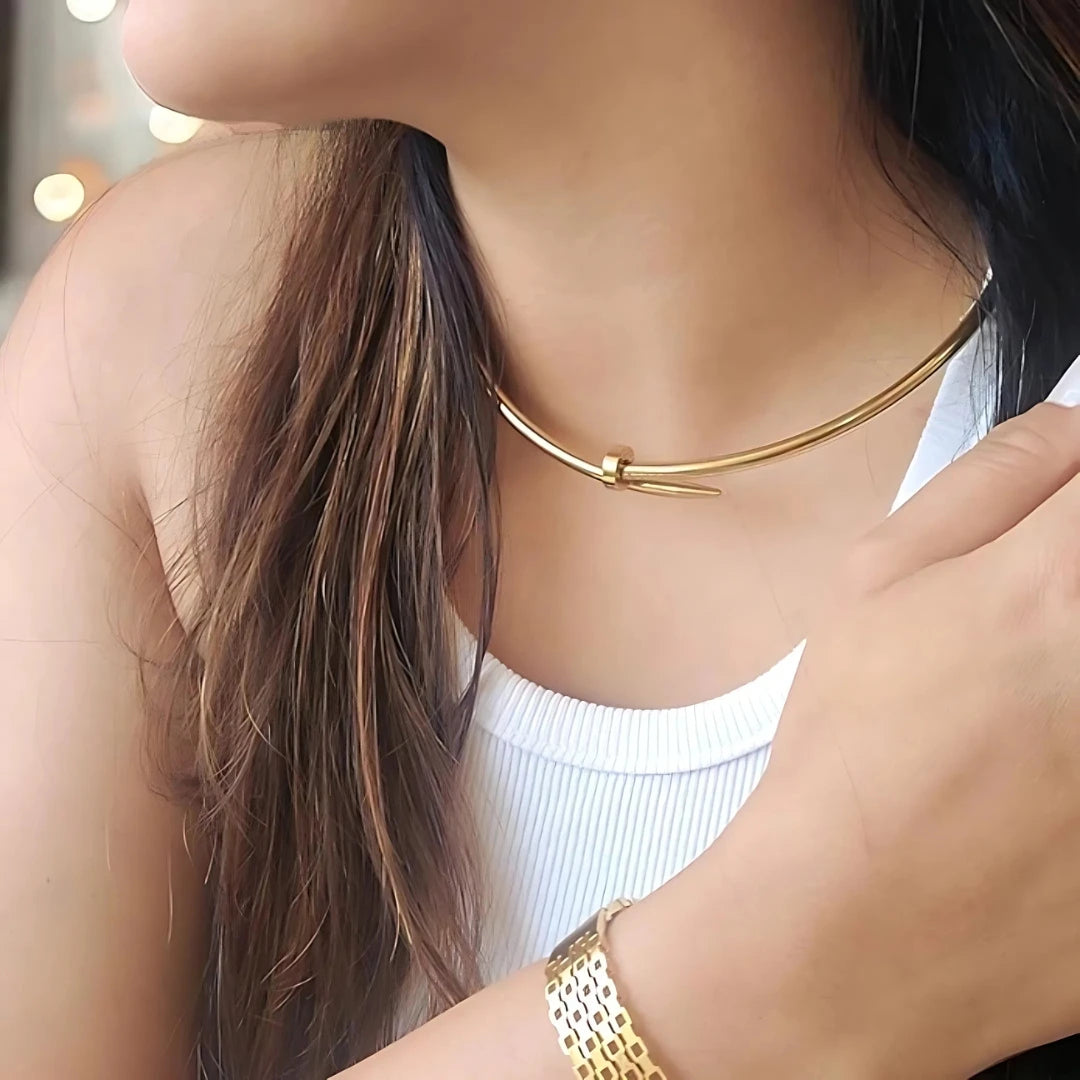 NAIL CHOKER NECKLACE - 18K Gold Plated DemiFine Jewellery