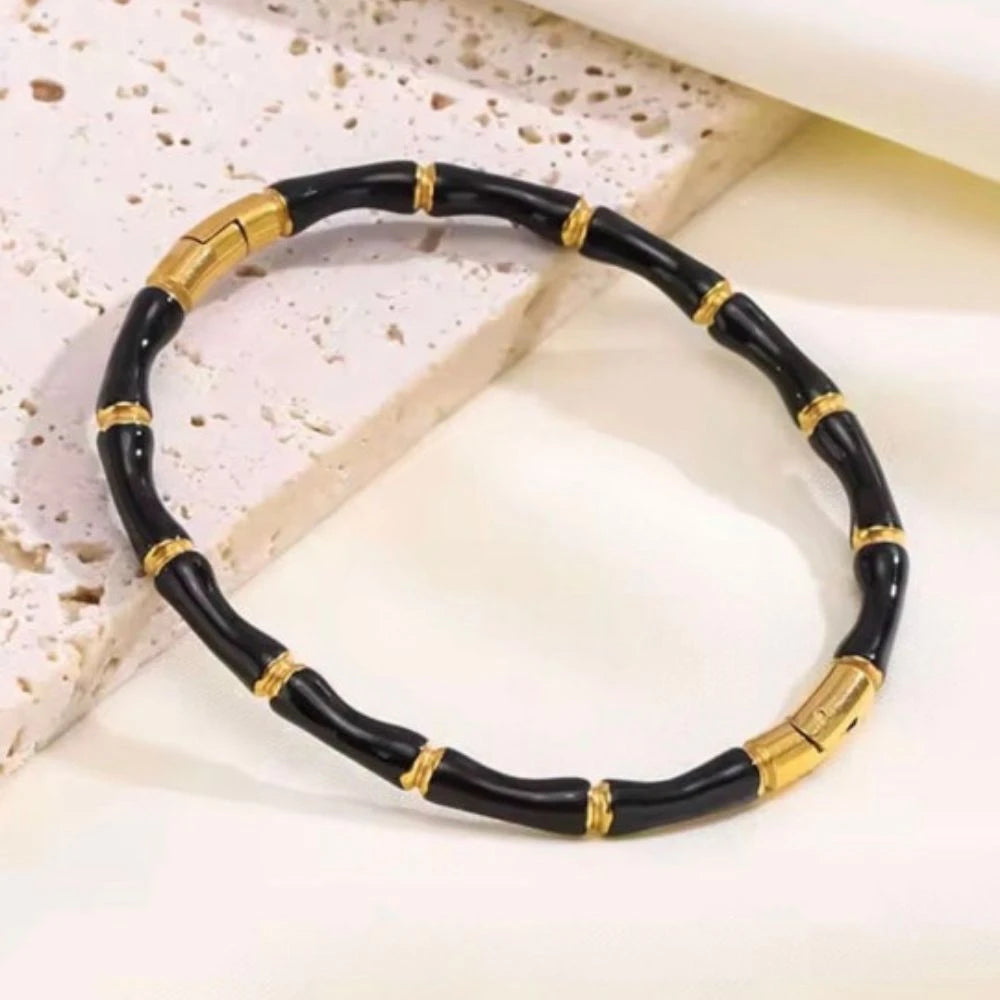 Noir Bamboo Bangle – 18K Gold Plated