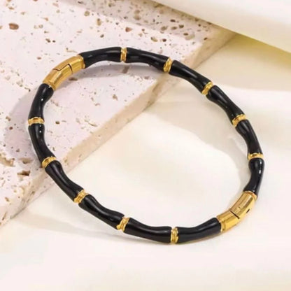 Noir Bamboo Bangle – 18K Gold Plated